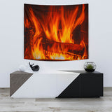 Log Fire Wall Tapestry - FREE SHIPPING