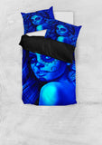 Calavera Fresh Look Design #2 Duvet Cover Set (Blue Elusive Rose) - FREE SHIPPING