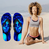 Calavera Fresh Look Design #2 Women's Flip-Flops (Blue Elusive Rose)