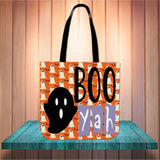 Boo Yah Halloween Trick Or Treat Cloth Tote Goody Bag