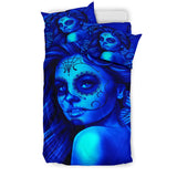 Calavera Fresh Look Design #2 Duvet Cover Set (Blue Elusive Rose) - FREE SHIPPING