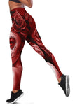 Calavera Fresh Look Design #2 Leggings (Red Freedom Rose) - FREE SHIPPING