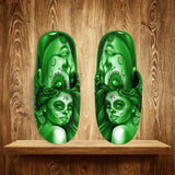 Calavera Fresh Look Design #2 Slippers (Green Lime Rose) - FREE SHIPPING