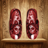 Calavera Fresh Look Design #2 Slippers (Red Freedom Rose) - FREE SHIPPING