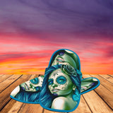 Calavera Fresh Look Design #2 Slippers (Turquoise Tiffany Rose) - FREE SHIPPING