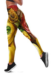 Calavera Fresh Look Design #2 Leggings (Yellow Smiley Face Rose) - FREE SHIPPING