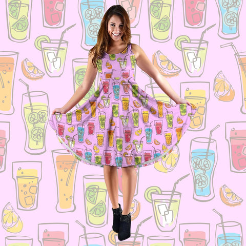 Cocktail Drinks Party Midi Dress (Pink) - FREE SHIPPING