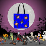 Cute Witches Halloween Trick Or Treat Cloth Tote Goody Bag (Blue)
