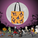 Cute Witches Halloween Trick Or Treat Cloth Tote Goody Bag (Orange)