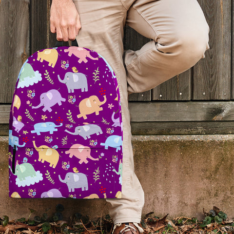 Wildlife Collection - Elephants (Dark Purple) Backpack - FREE SHIPPING