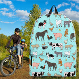 Farm Animals Design #1 Backpack (Light Blue) - FREE SHIPPING
