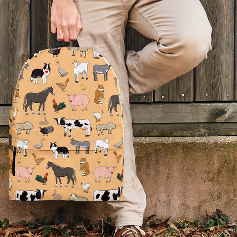 Farm Animals Design #1 Backpack (Light Orange) - FREE SHIPPING