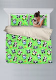 Cute Pandas Design #1 Duvet Cover Set (Green) - FREE SHIPPING