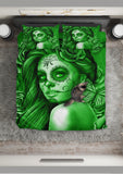 Calavera Fresh Look Design #2 Duvet Cover Set (Green Lime Rose) - FREE SHIPPING
