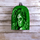 Calavera Fresh Look Design #2 Backpack (Green Lime Rose) - FREE SHIPPING
