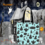 Halloween Icons Halloween Trick Or Treat Cloth Tote Goody Bag (Light Blue)