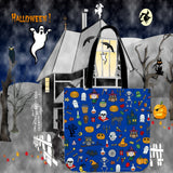 Halloween Pattern (Blue) Halloween Trick Or Treat Cloth Tote Goody Bag