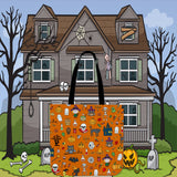 Halloween Pattern (Orange) Halloween Trick Or Treat Cloth Tote Goody Bag
