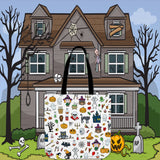 Halloween Pattern (White) Halloween Trick Or Treat Cloth Tote Goody Bag