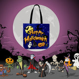 Happy Halloween Design #1 (Blue) Halloween Trick Or Treat Cloth Tote Goody Bag