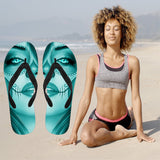 Calavera Fresh Look Design #3 Women's Flip-Flops (Ice Blue Aquamarine)
