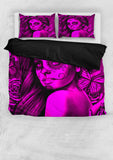 Calavera Fresh Look Design #2 Duvet Cover Set (Pink Easy On The Eyes Rose) - FREE SHIPPING