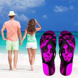Calavera Fresh Look Design #2 Women's Flip-Flops (Pink Easy On The Eyes Rose)