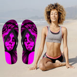 Calavera Fresh Look Design #2 Women's Flip-Flops (Pink Easy On The Eyes Rose)