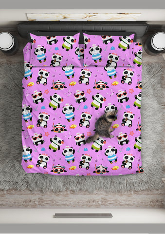 Cute Pandas Design #1 Duvet Cover Set (Pink) - FREE SHIPPING