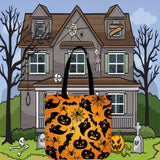 Pumpkins & Ghosts Halloween Trick Or Treat Cloth Tote Goody Bag