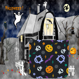 Pumpkins & Monsters (Purple) Halloween Trick Or Treat Cloth Tote Goody Bag