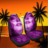 Calavera Fresh Look Design #3 Car Seat Covers (Purple Amethyst) - FREE SHIPPING