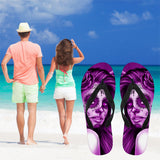 Calavera Fresh Look Design #2 Women's Flip-Flops (Purple Night Owl Rose)