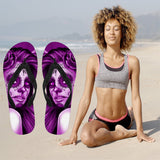 Calavera Fresh Look Design #2 Women's Flip-Flops (Purple Night Owl Rose)