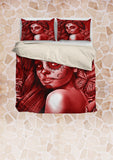 Calavera Fresh Look Design #2 Duvet Cover Set (Red Freedom Rose) - FREE SHIPPING