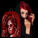 Calavera Fresh Look Design #2 Backpack (Red Freedom Rose) - FREE SHIPPING