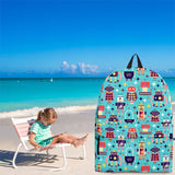 Retro Robots Backpack (Sky Blue) - FREE SHIPPING