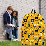 Retro Robots Backpack (Yellow) - FREE SHIPPING