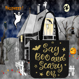 Say Boo And Scary On Halloween Trick Or Treat Cloth Tote Goody Bag