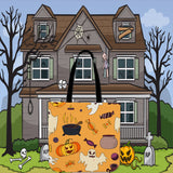 Spooky Stuff Halloween Trick Or Treat Cloth Tote Goody Bag (Orange)