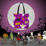 Spooky Stuff Halloween Trick Or Treat Cloth Tote Goody Bag (Purple)