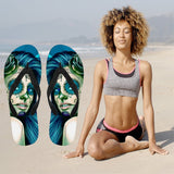 Calavera Fresh Look Design #2 Women's Flip-Flops (Turquoise Tiffany Rose)