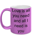 Love Is All You Need And All I Need Is You Mug (7 Options Available)