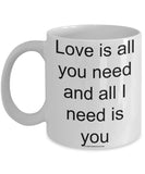 Love Is All You Need And All I Need Is You Mug (7 Options Available)