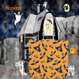 Witch Bats Halloween Trick Or Treat Cloth Tote Goody Bag (Orange)