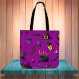 Witch's Stuff Halloween Trick Or Treat Cloth Tote Goody Bag (Purple)