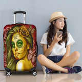 Calavera Fresh Look Design #2 Luggage Cover (Yellow Smiley Face Rose) - FREE SHIPPING