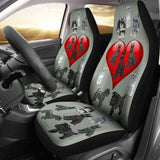 I Love Schnauzers Car Seat Covers (Heather Gray, With Heart)  - FREE SHIPPING