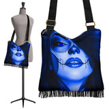 Calavera Fresh Look Design #3 Cross-Body Boho Handbag (Blue Lapis Lazuli) - FREE SHIPPING
