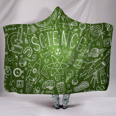 Science Chalkboard Hooded Blanket Green - FREE SHIPPING